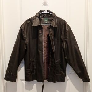 Target Dark Brown Oversized Leather Jacket Size M